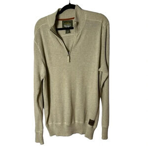 Eddie Bauer Cotton,light waffle knit,sweater,men XL.quarter zip,pullover,neutral